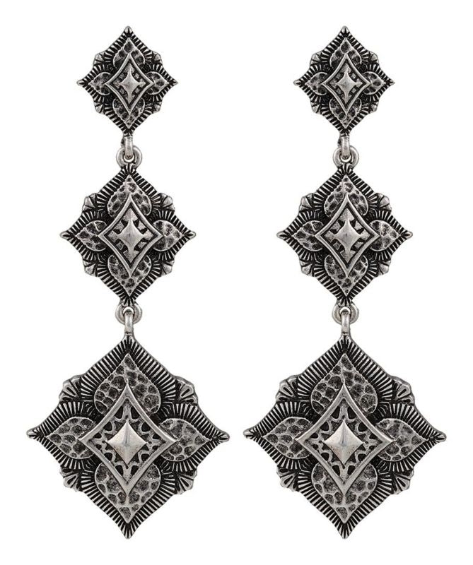 Kitsch Triple Diamond Shaped Flower Earrings