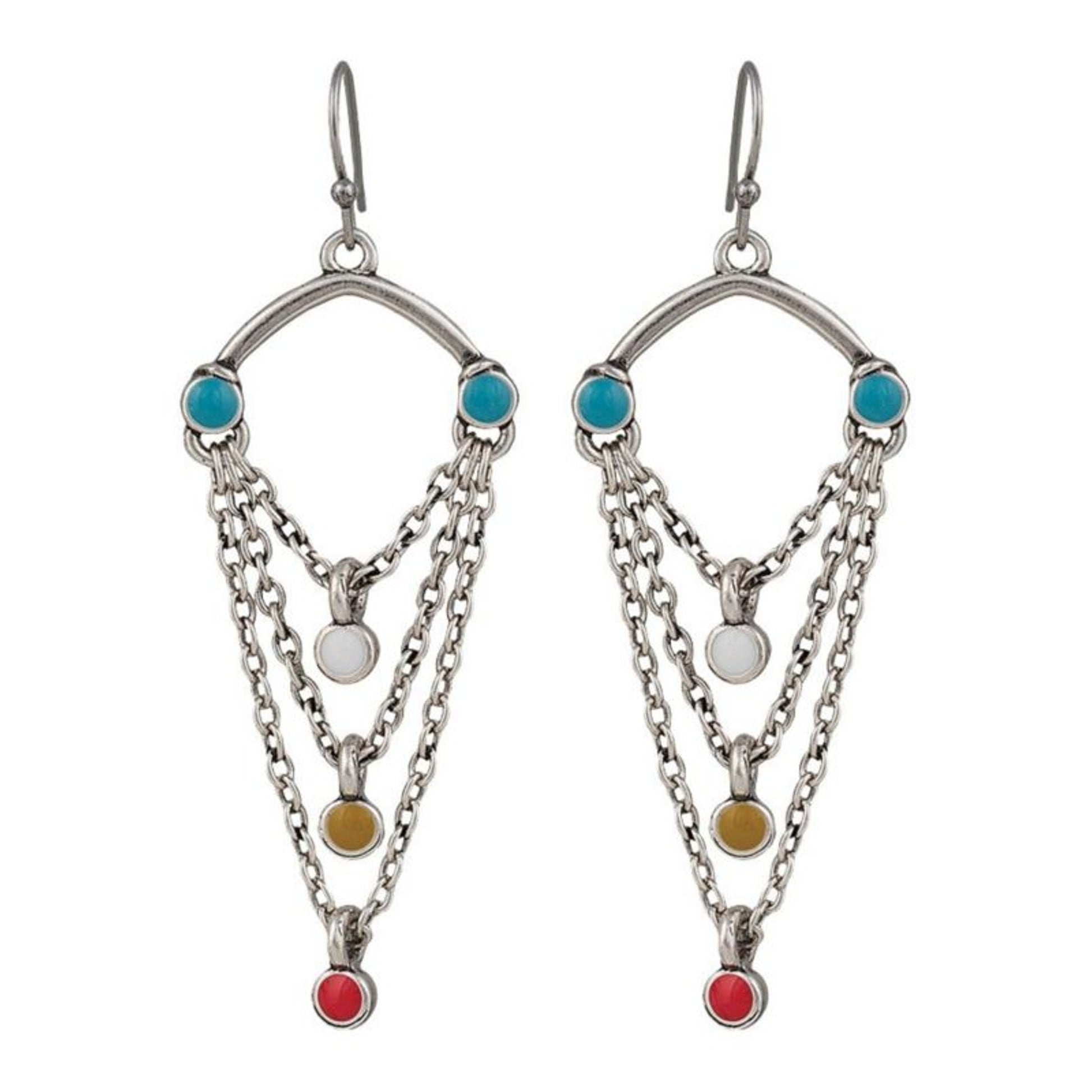 Vintage Kitsch Looped Chains With Beads Earrings