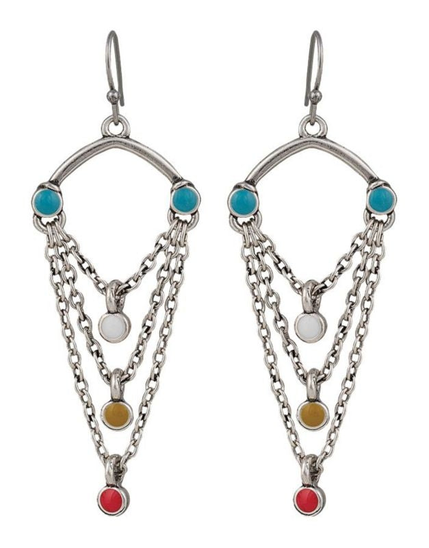 Vintage Kitsch Looped Chains With Beads Earrings