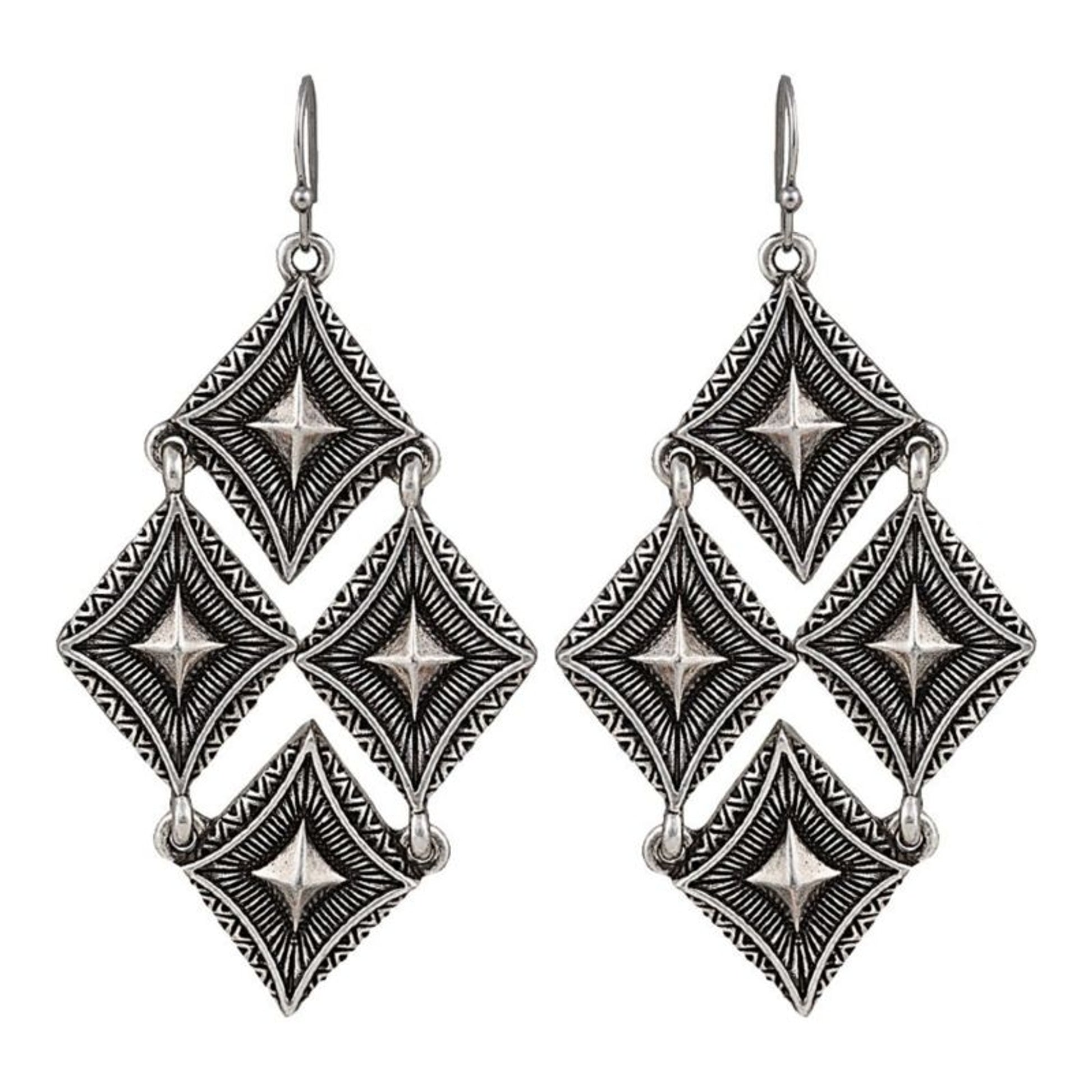 RockPoints Of Aztec Pyramid Views Cluster Earrings