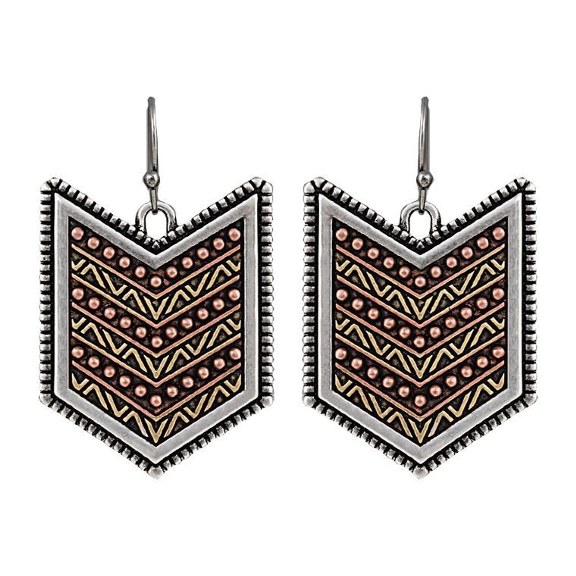 Rock 47 Points Of Aztec Gold Tone Fletched Earring