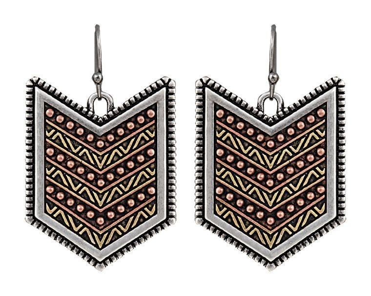 Rock 47 Points Of Aztec Gold Tone Fletched Earring
