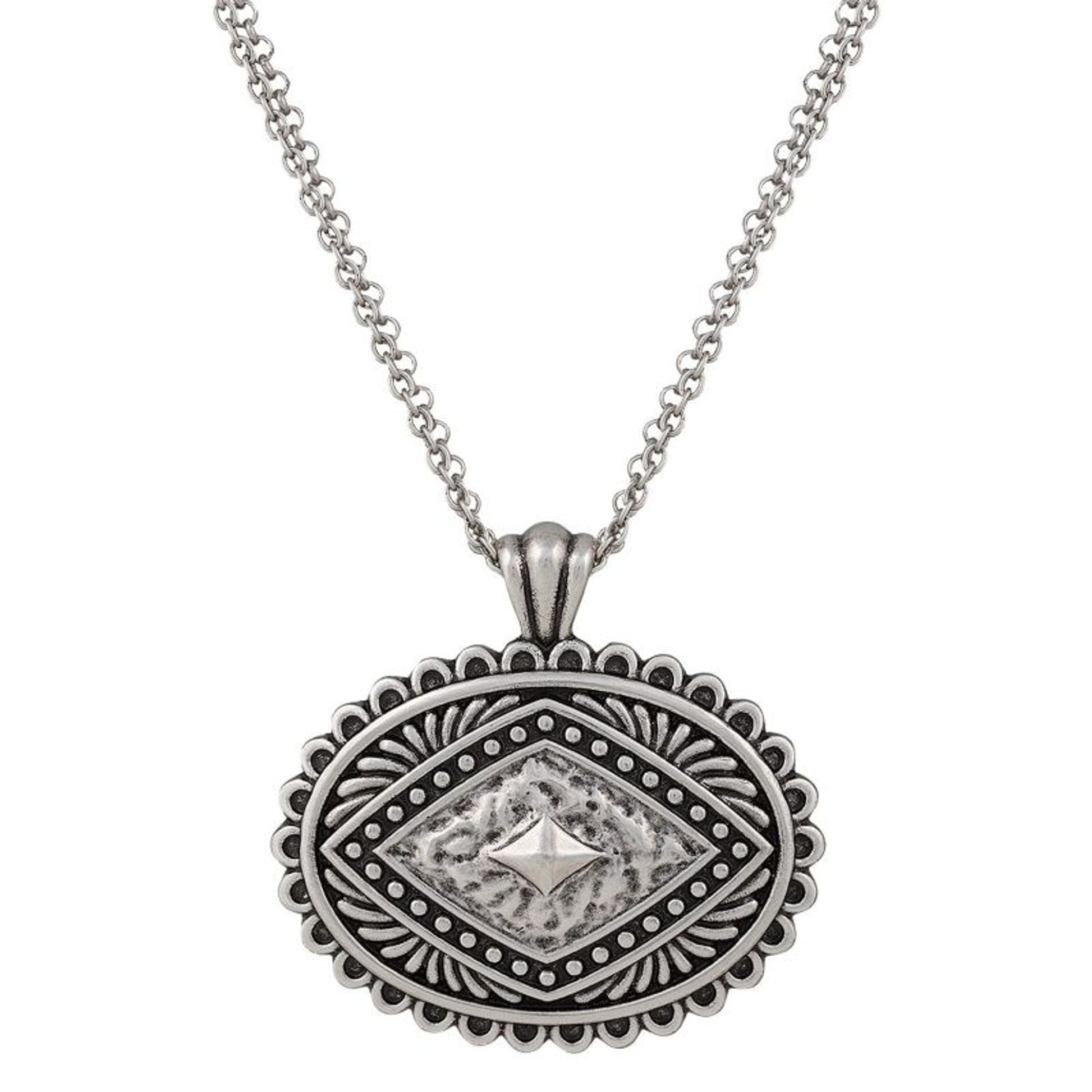 RockPoint Of Aztec SilverTone PyramidView Necklace
