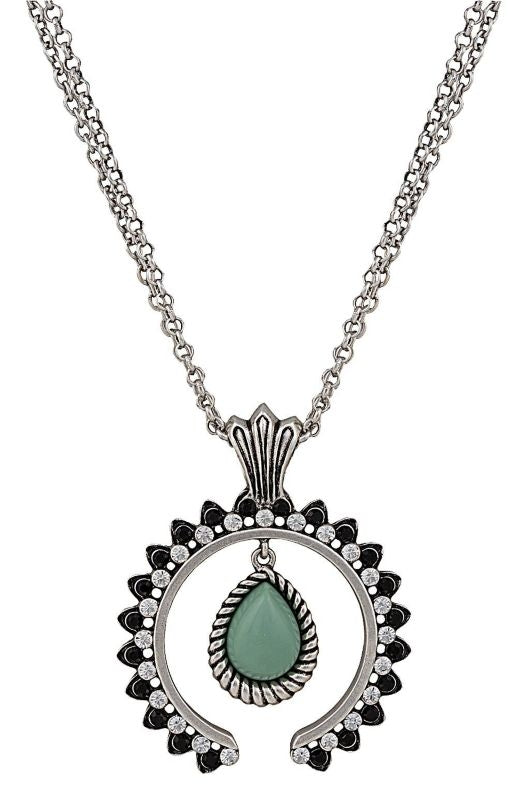 Rock 47 Tribal Flair Mint Squash Blossom Necklace