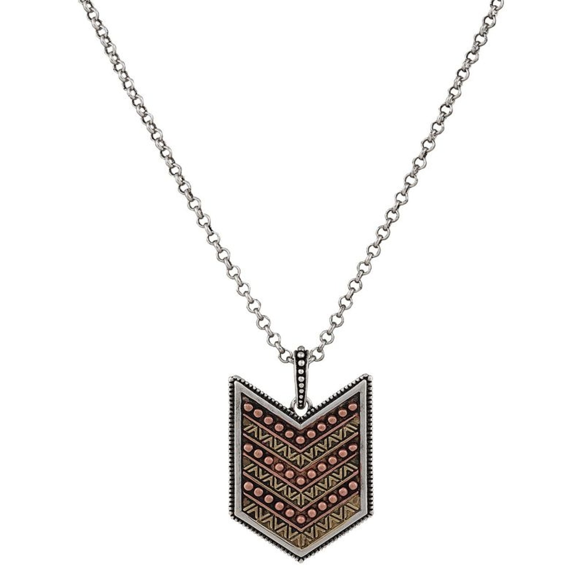 Rock 47 Points Of Aztec TriColor Fletched Necklace