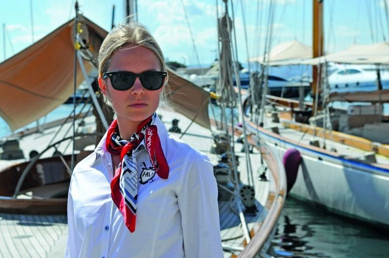 Horseware Silk Scarf 25 X 25 Navy Cherry