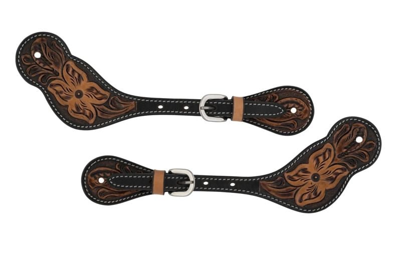 Weaver Cross Floral Tooled Mens Spur Straps Mens
