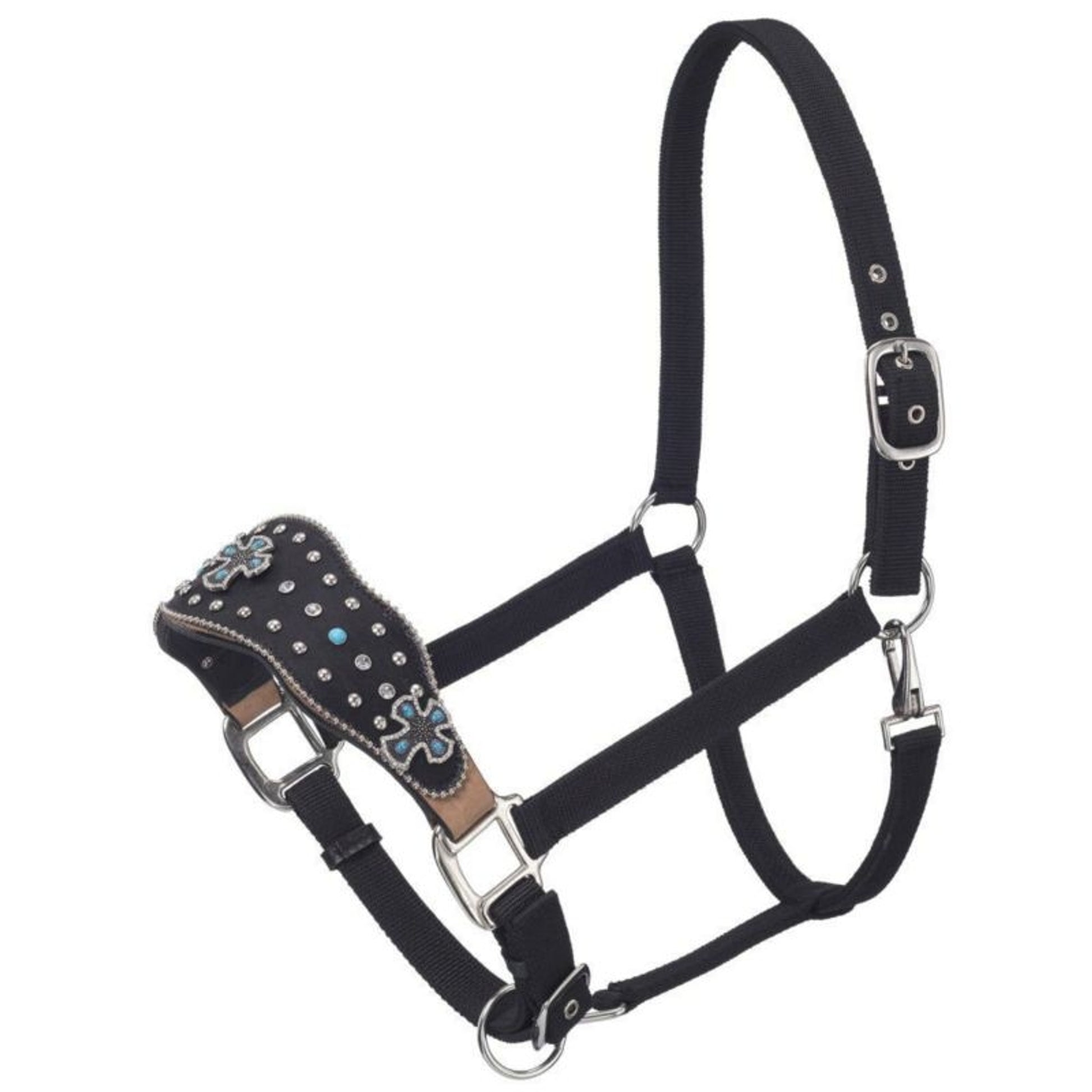 Cheyenne Belt Buckle Bling Nylon Bronc HalterBr