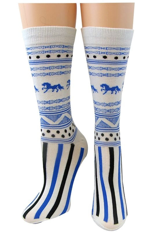 Cool Max Socks - Horse PrintBlue Black