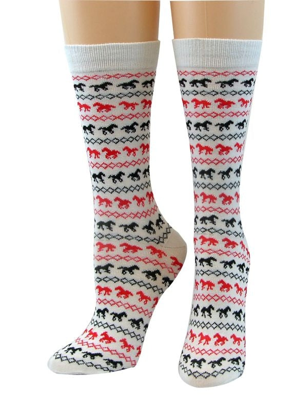 Cool Max Socks Running Horse Red Black
