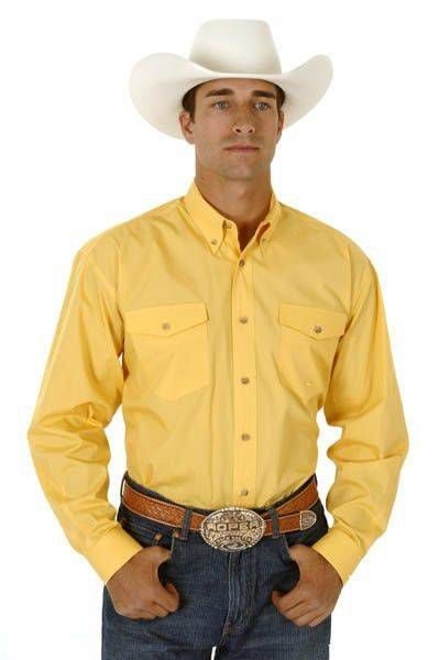 Roper Mens Poplin Long Sleeve Shirt - Yellow XX-La
