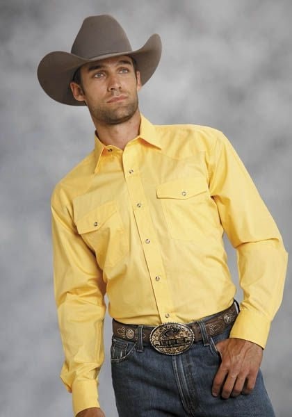 Roper Mens Amarillo Poplin Shirt XXXL Yellow