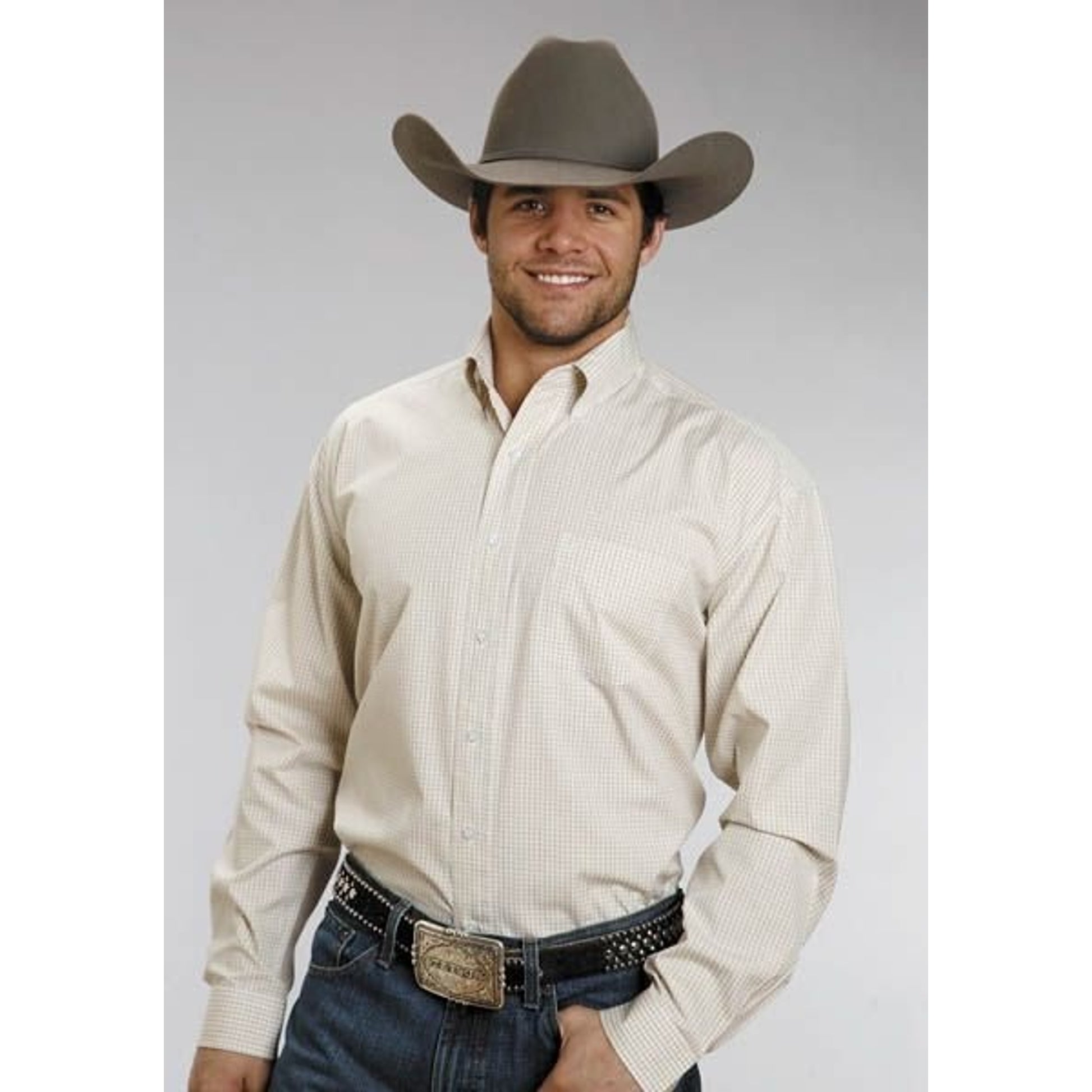 Stetson Mens Button Down Long Sleeve Shirt 2X Gold