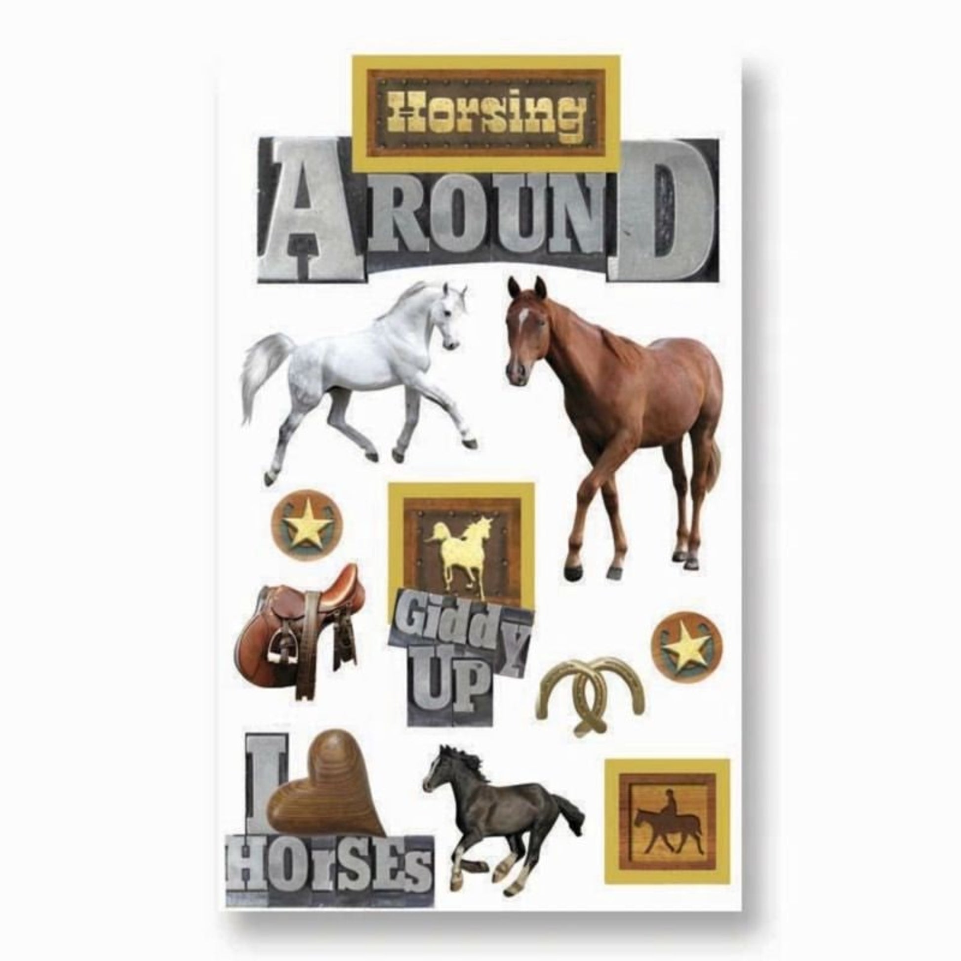 Horsing Around 3D StickersBk/Wh