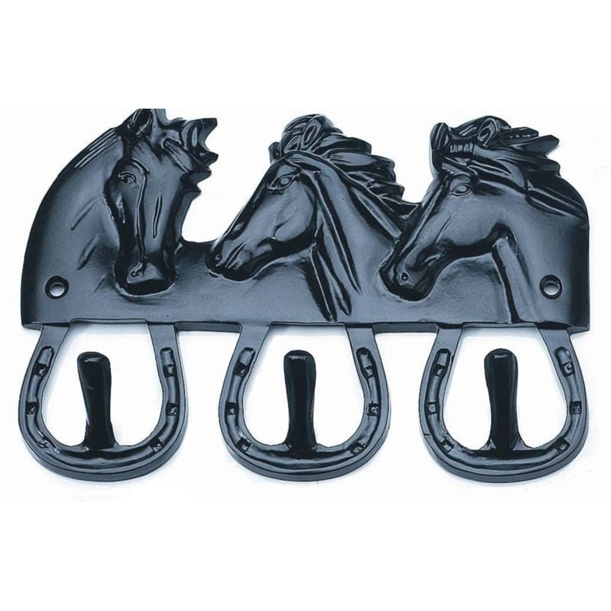 Horse Fare Three Hooks with Three Horse Heads Brass