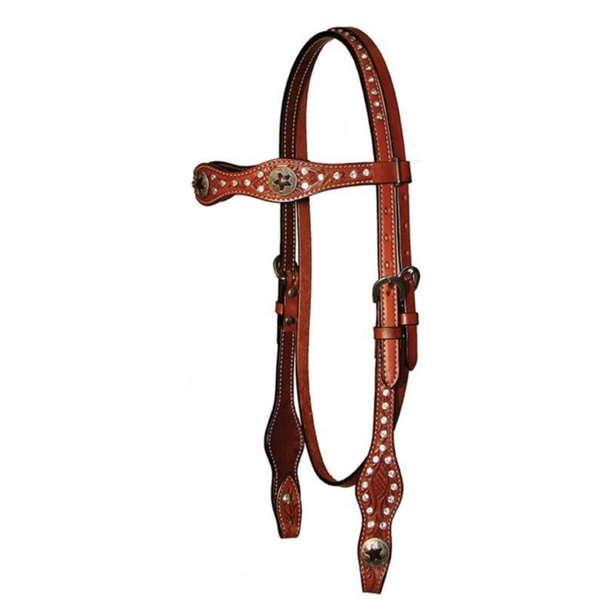 Scalloped Star Concho Browband Headstall H Brn