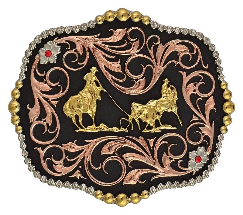 Team Ropers Traditional Attitude Buckle 4X4.75 Brn