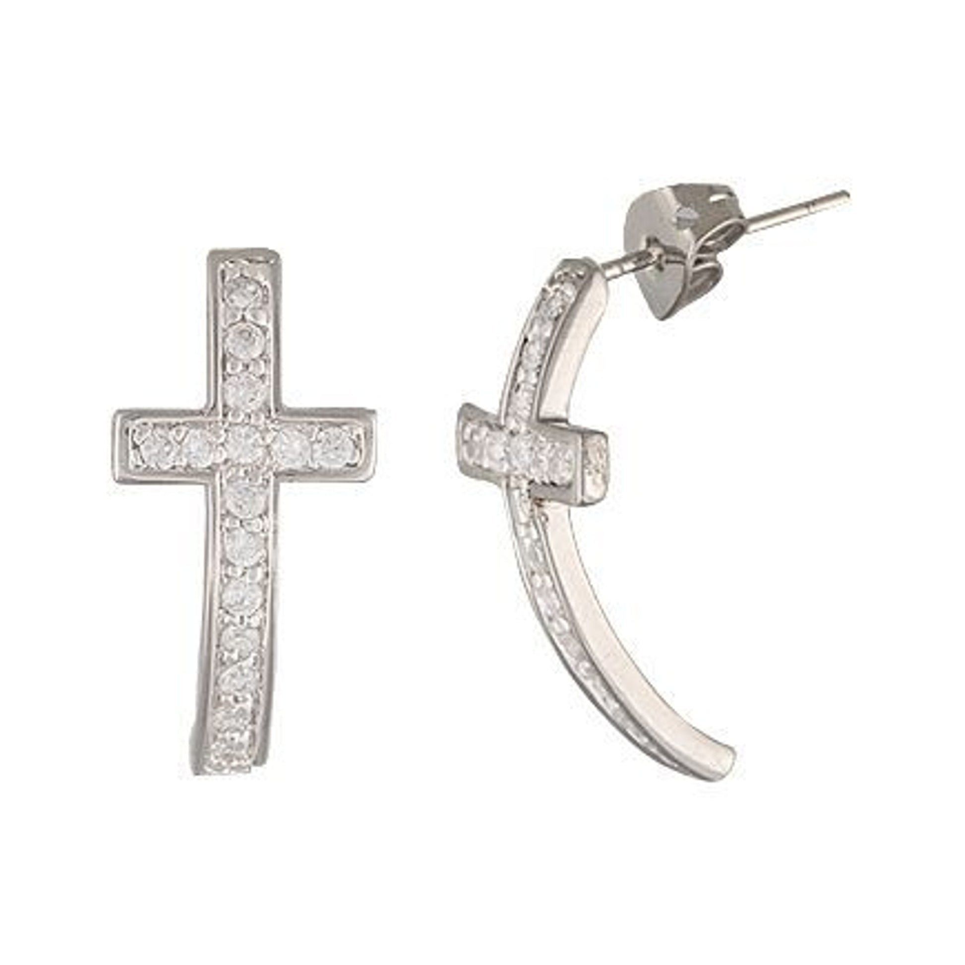 Montana Silver Sparkling Curled Cross Earrings