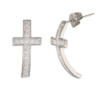 Montana Silver Sparkling Curled Cross Earrings