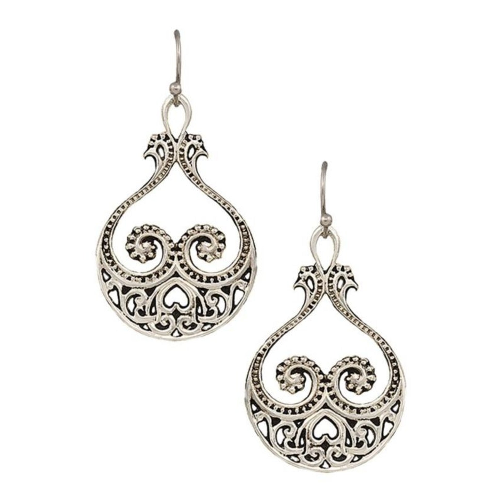 Montana Western Lace Paisley Hearts Earrings