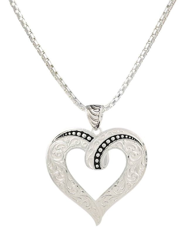 Montana Silver Ribbon Heart Necklace