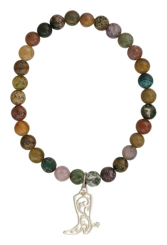 Montana Cowgirl Kicks Charm On Beaded Bracelet