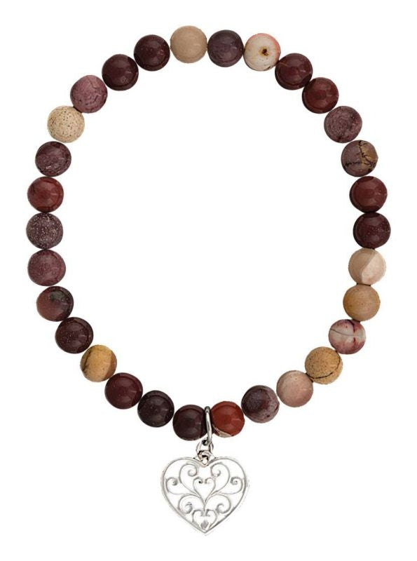 Montana Hearts Flame Charm On Beaded Bracelet