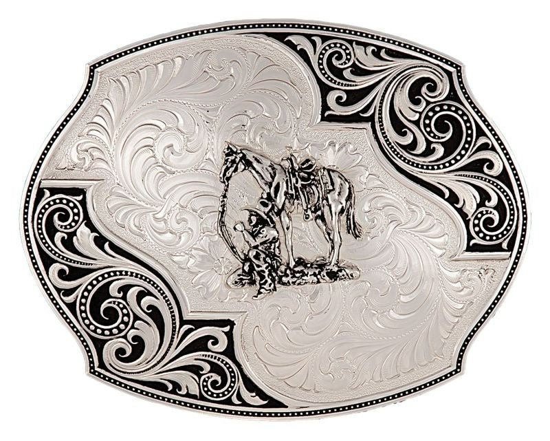 Western Lace Whisper Flourish Buckle/Cowboy/Horse