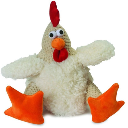 goDog Fat White Rooster Dog Toy