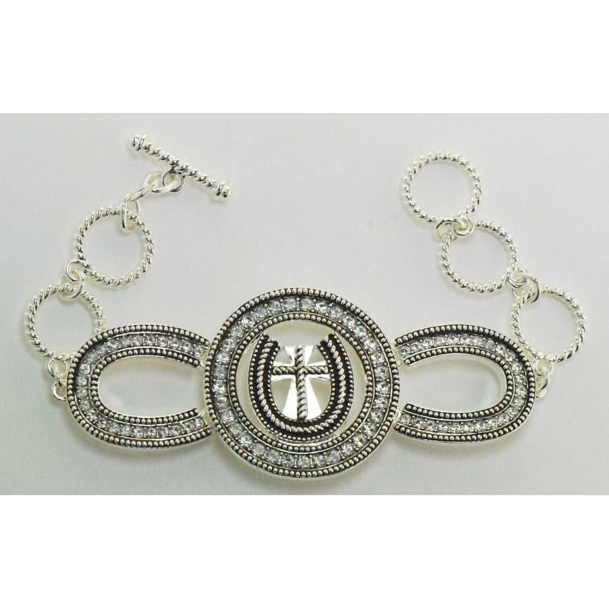 Western Edge Horseshoe Cross Bracelet Crystal