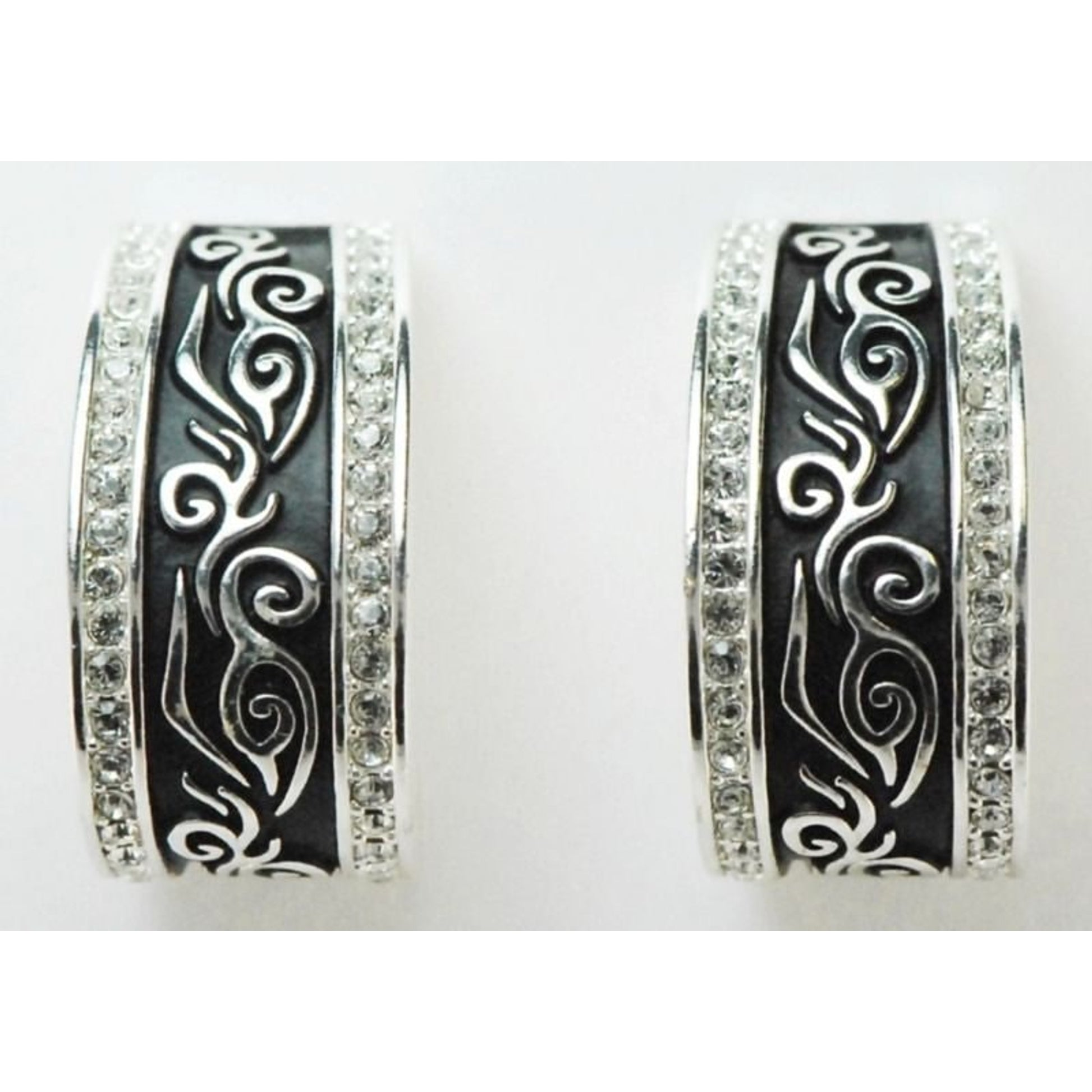 Western Edge Filigree Crystal Earrings LG