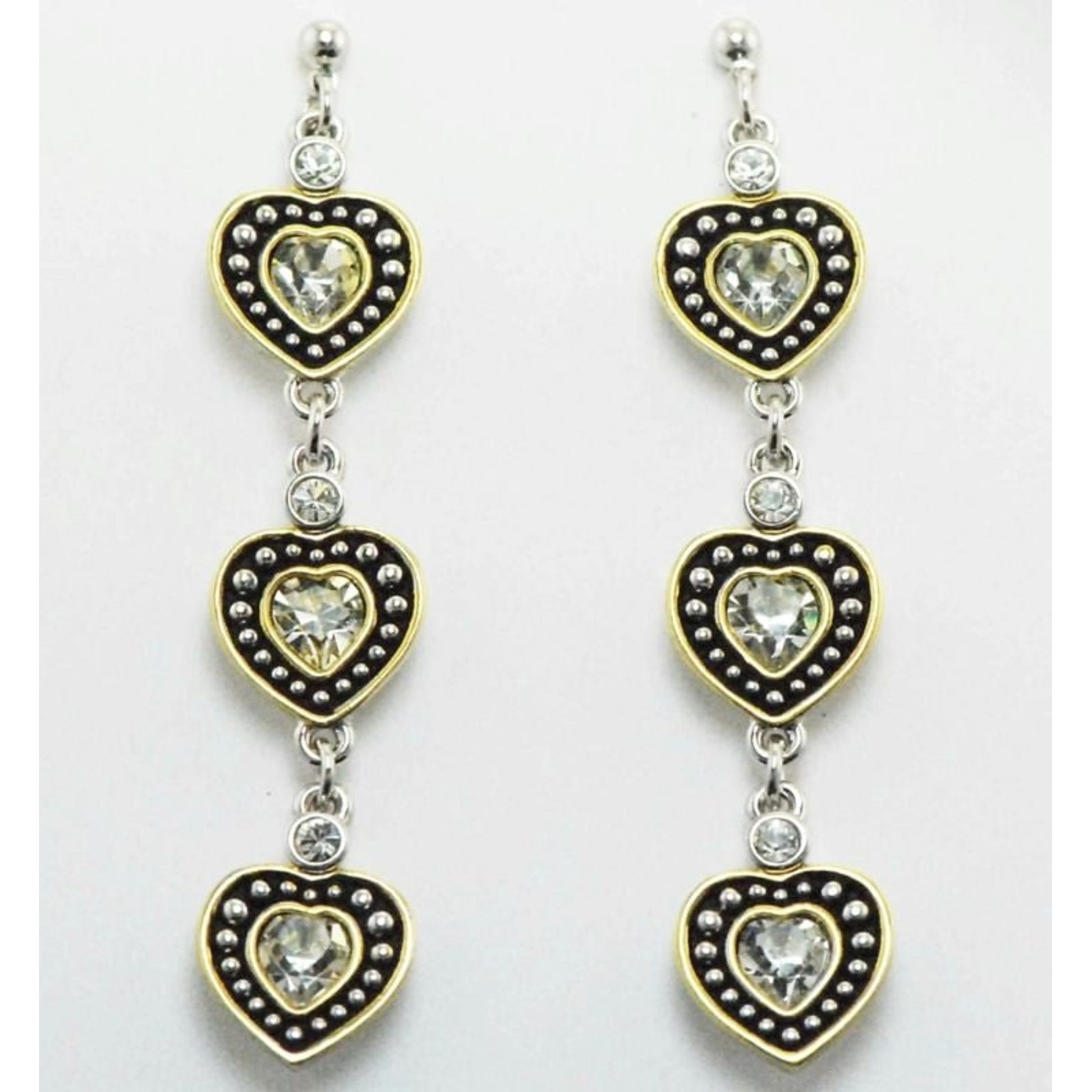 Western Edge Triple Heart Rope Earrings Gold