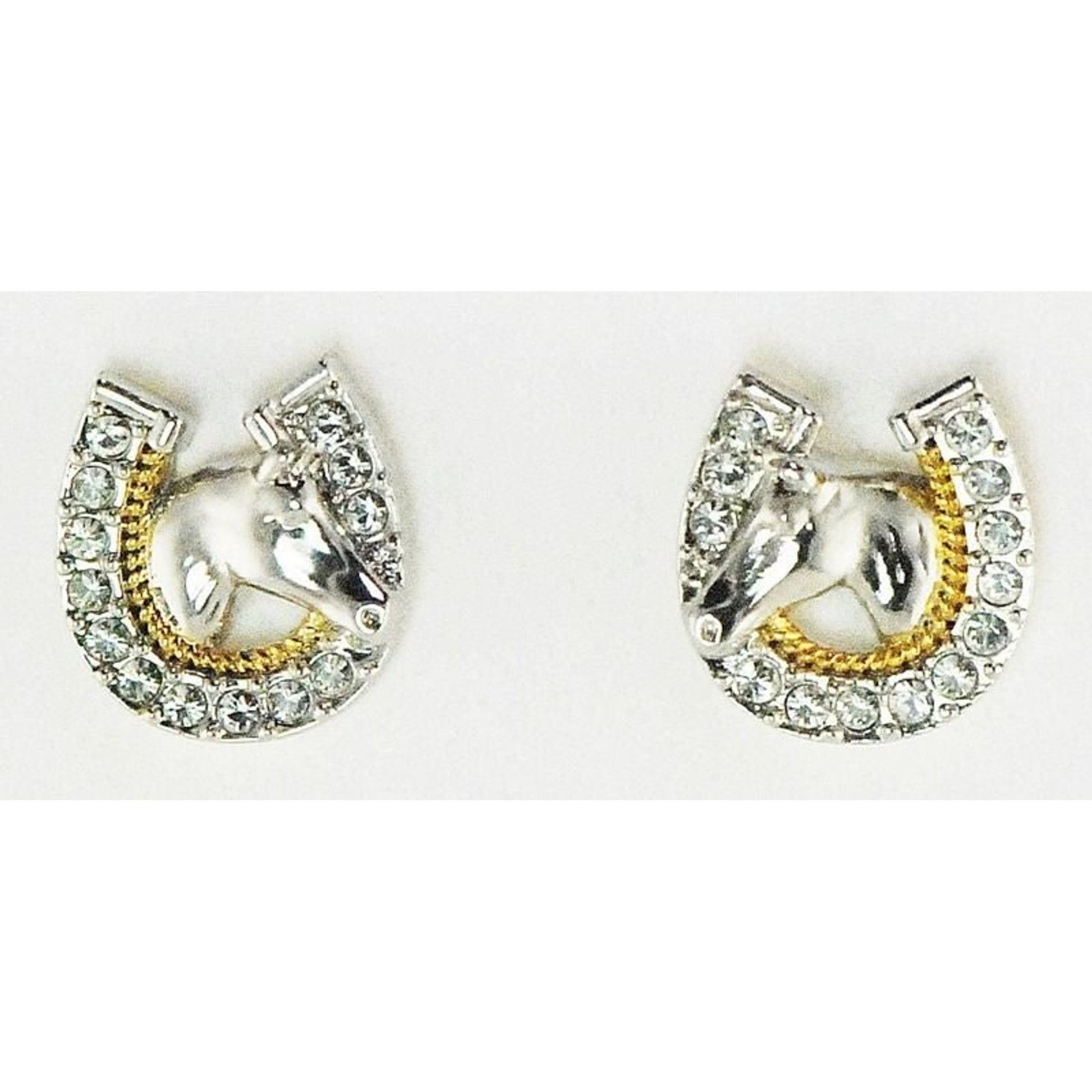 Western Edge Horsehead Concho Earrings Blk/Gold