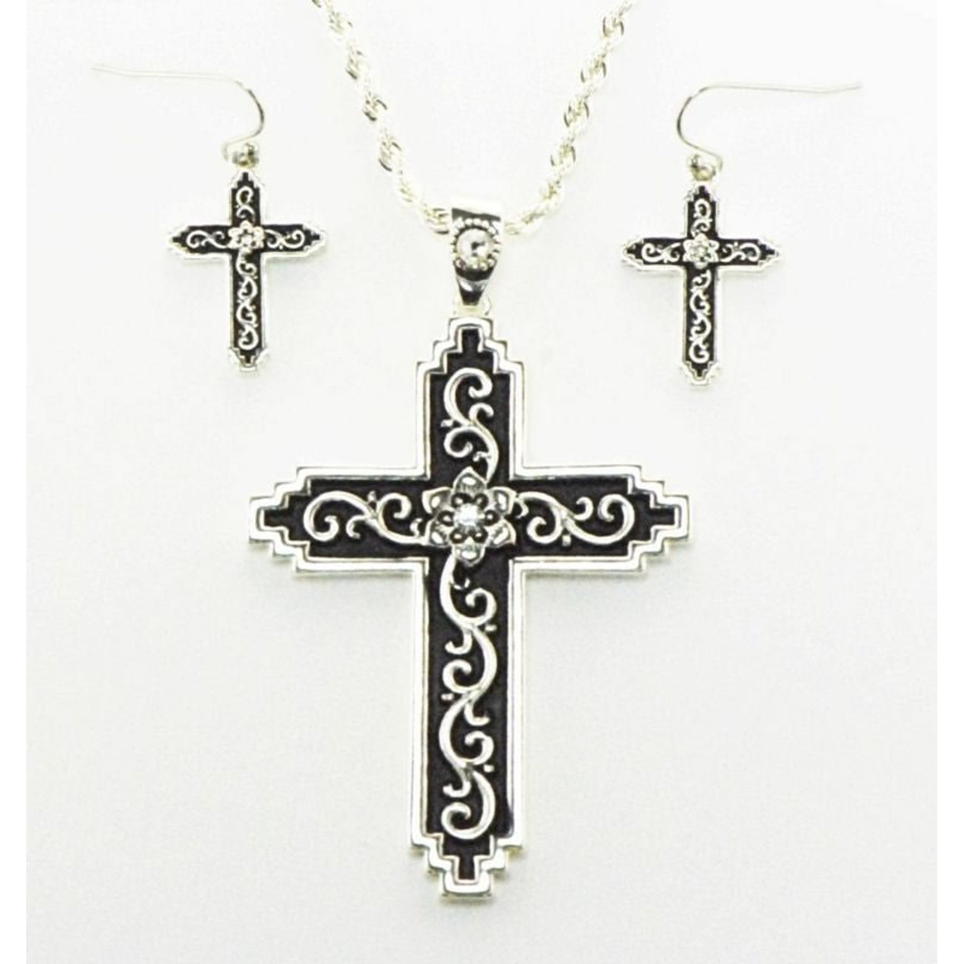 Western Edge Filigree Crystal Stones Jewelry Set