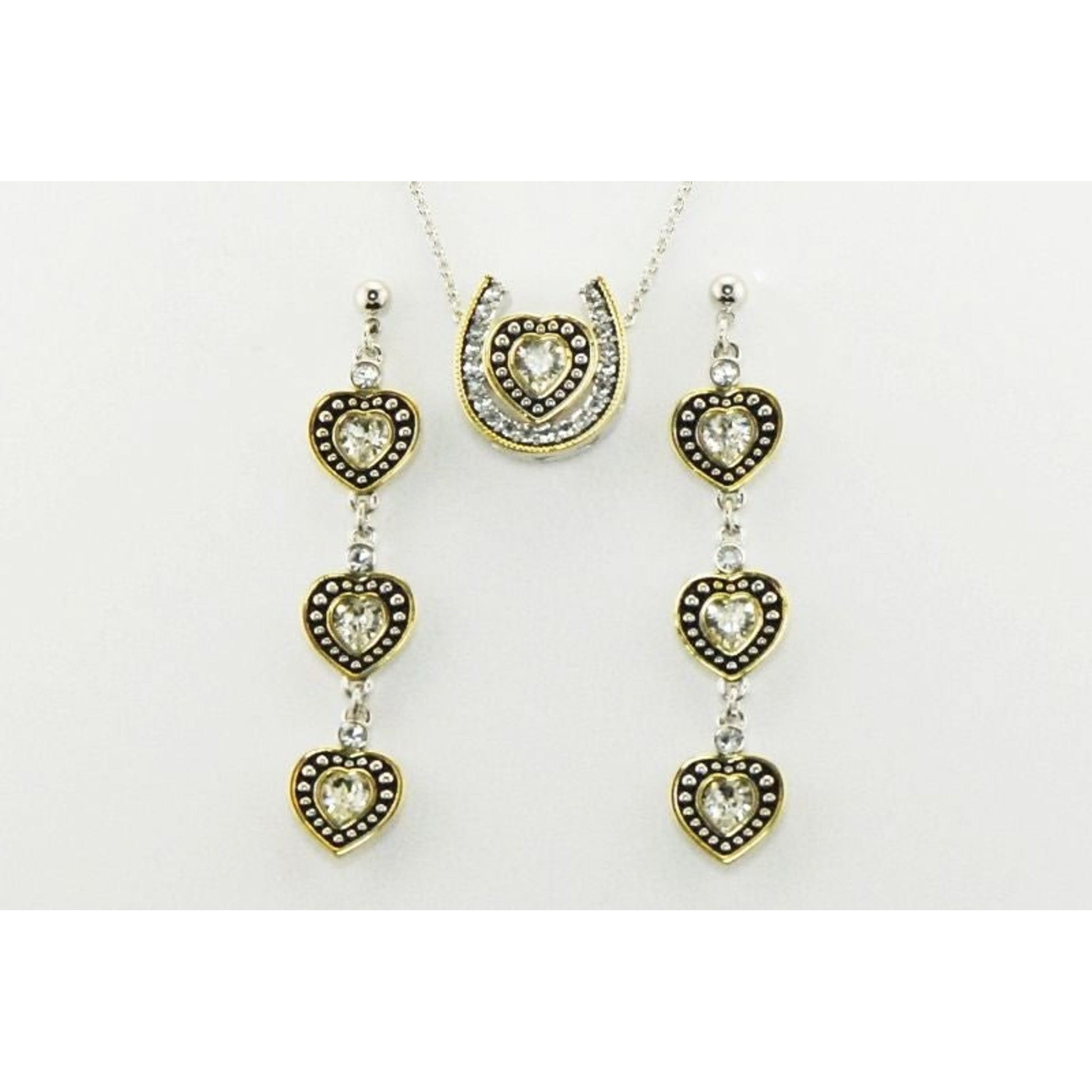 Western Edge Heart/Horseshoe Rope Jewelry Set Gold
