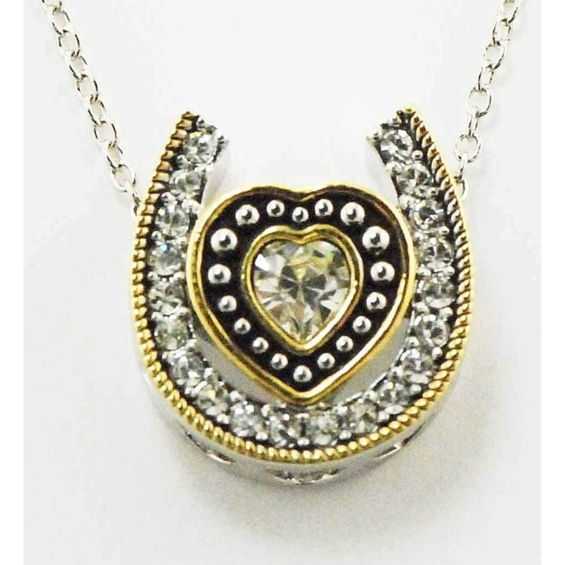 Western Edge Double Horseshoe Heart Necklace