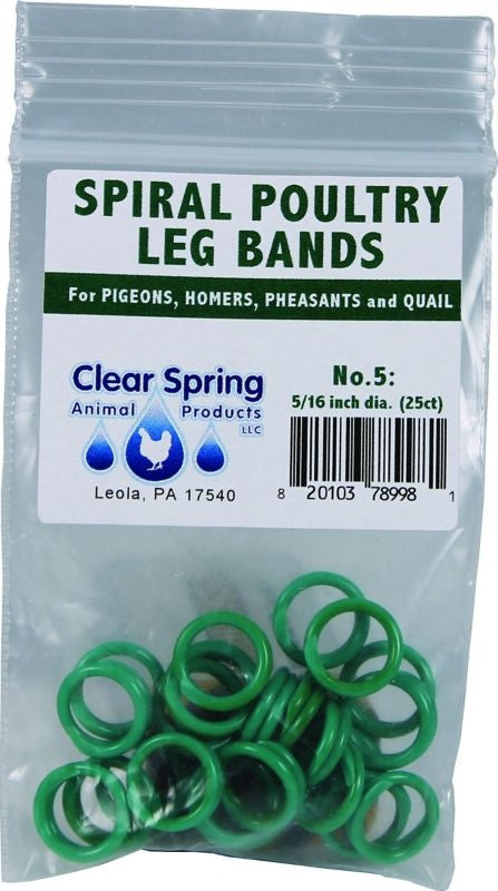 Spiral Poultry Leg Bands 5/16in 25pk Grn