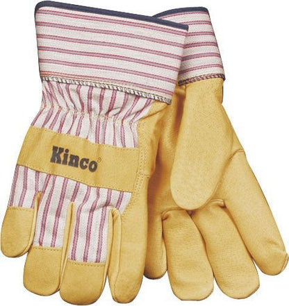 Kinco Grain Pigskin Leather Palm Glove LG Tan/Red