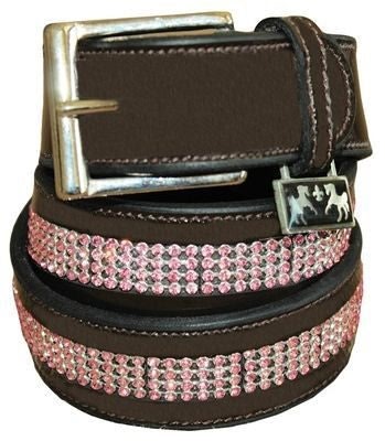 Equine Couture Ladies Bling Leather Belt Lg Havana