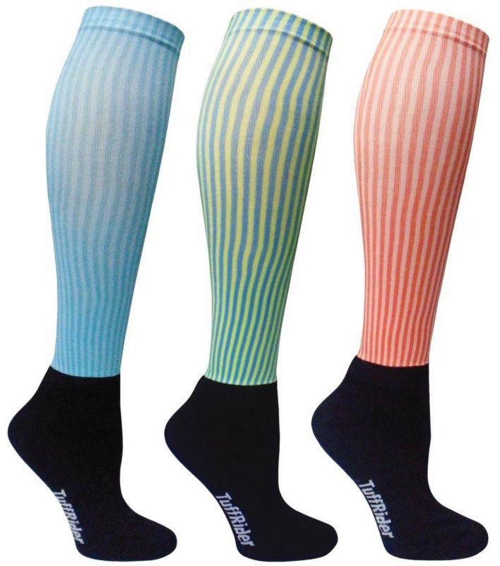 Tuffrider Ladies Winter Neon Stripe Socks - 3 Pk