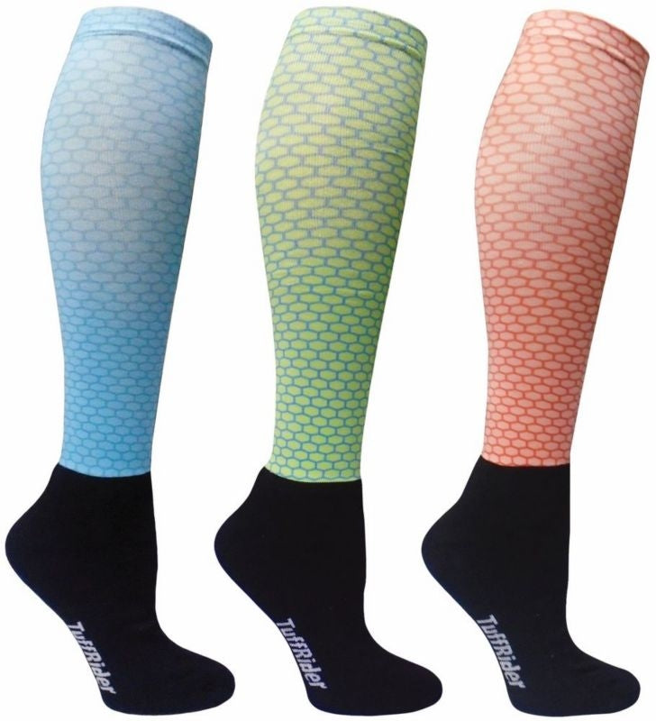 Tuffrider Ladies Winter Neon Black Socks - 3 Pack