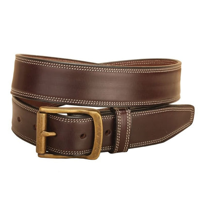 Tory Double Edge Stitched Leather Belt 28 Bk/Gry