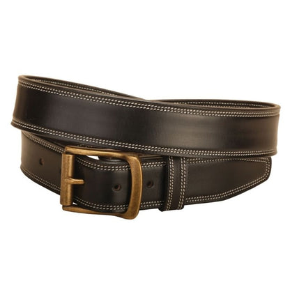 Tory Double Edge Stitched Leather Belt 28 Bk/Gry