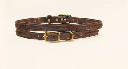 3/4In Dog Collar - Raised Center Braid 12in Bk/Gry