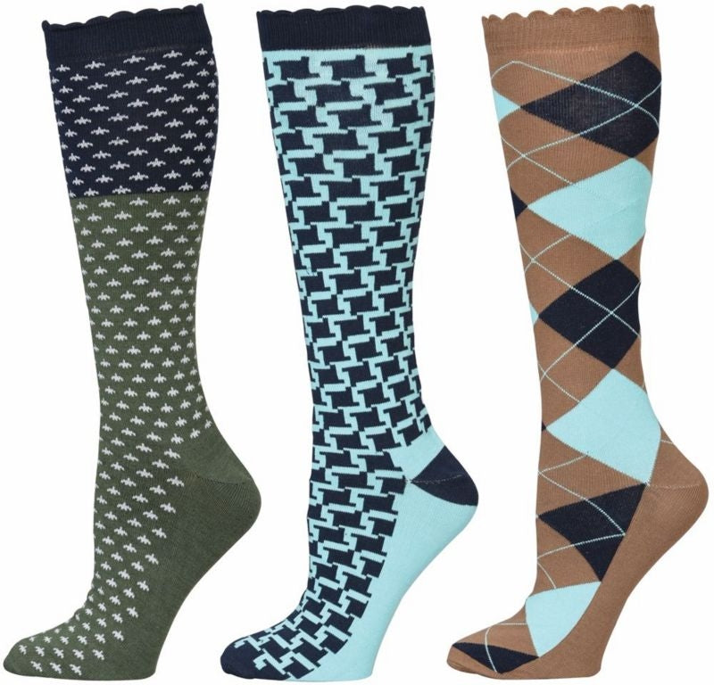 Equine Couture Ladies Blue Medley Socks Hunter