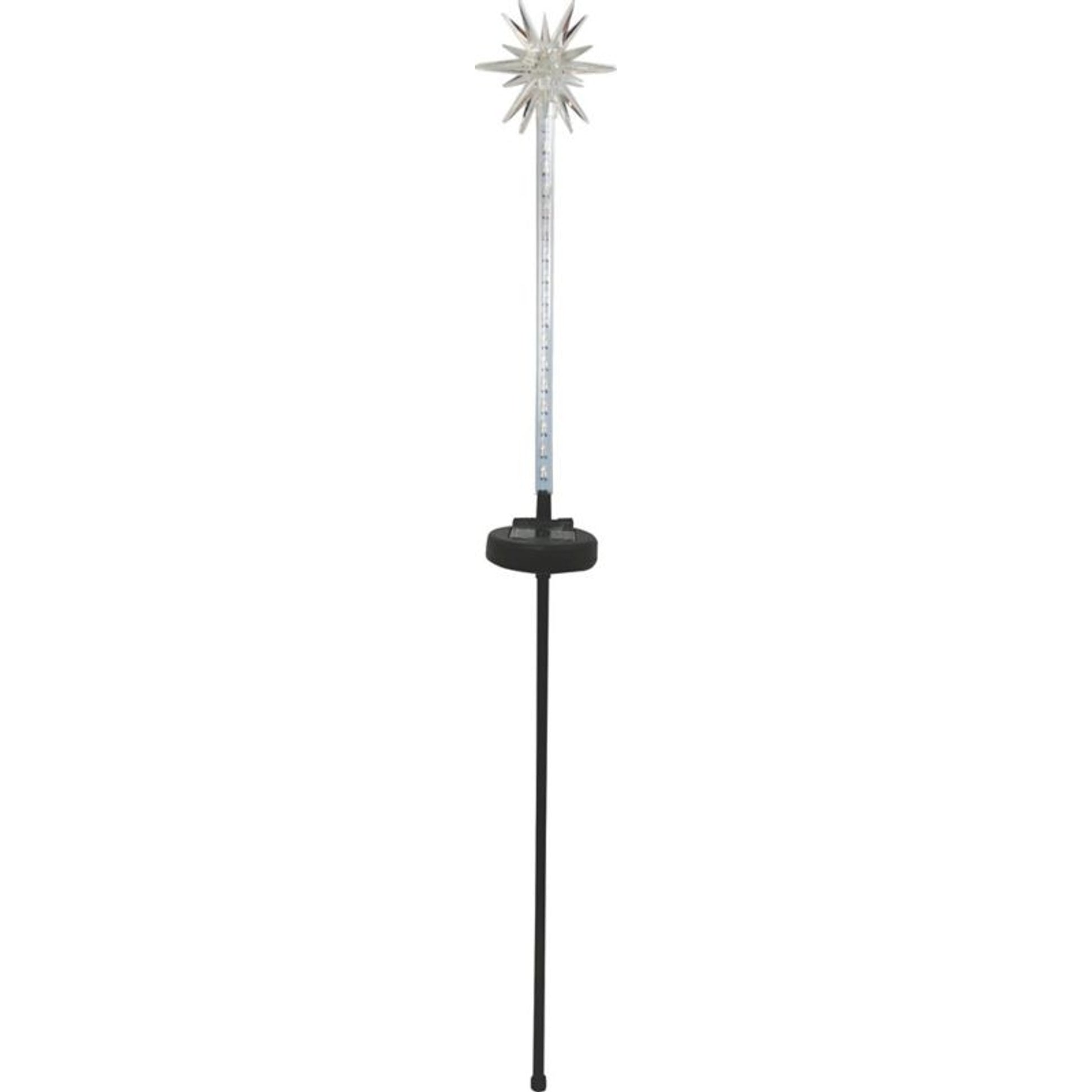 Solar Starburst Garden Stake/ Led 4X4X33 Wh/Bl/Rd