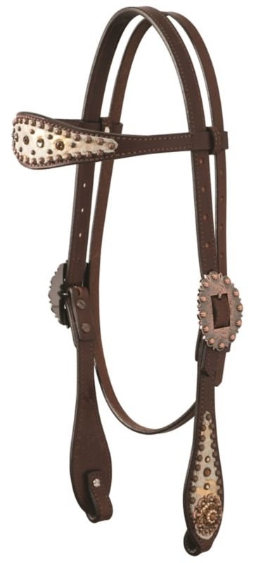 Weaver Gold Dust Browband Headstall Hrs Rich Brown