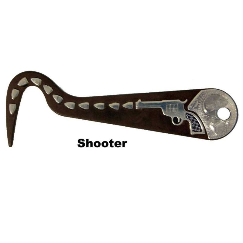 Silver Overlay Hoof Pick - Revolver and Bullets