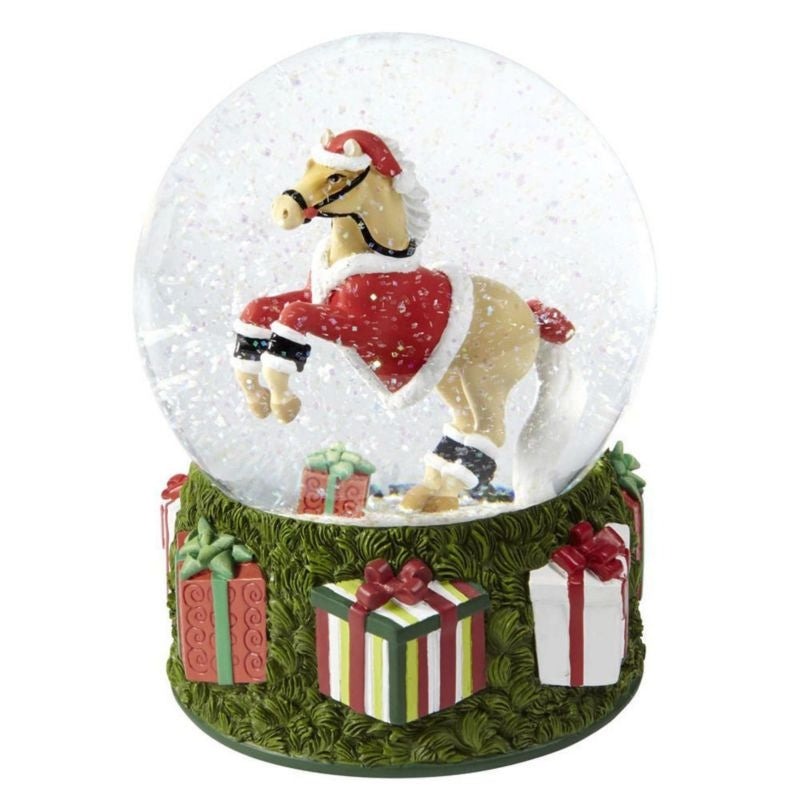 Painted Ponies Santas Pony Musical Snow Globe 8.1