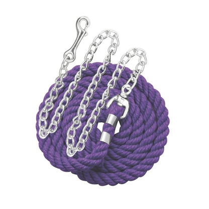 Perris Solid Cotton Lead With Chain - 1/2 6ft Brn